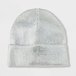 NWT Art Class Girls' Knitted Cuffed Beanie Hat | Silver | One Size